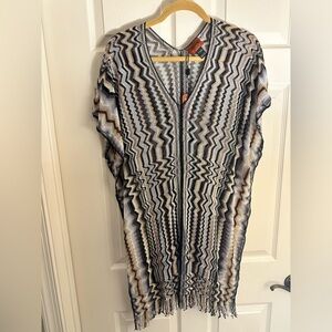 MISSONI V NECK ZIG ZAG CHEVRON PRINTED COVERUP OR PONCHO ONE SIZE